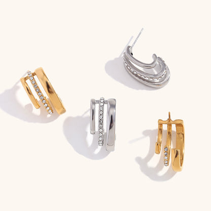 Luxe Dual Row Crystal Hoop Earrings