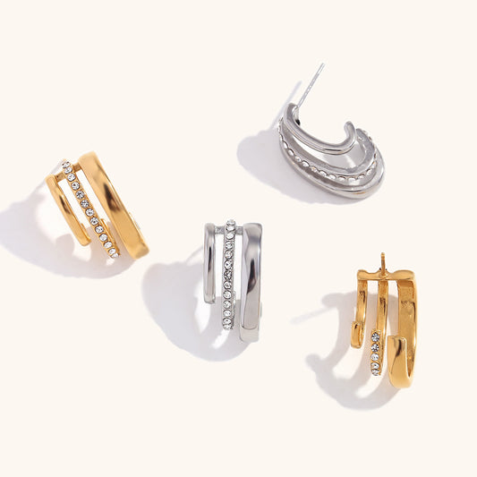 Luxe Dual Row Crystal Hoop Earrings