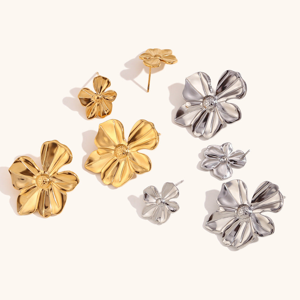 Metallic Bloom Statement Earrings