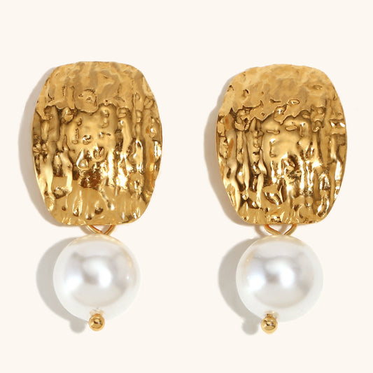 Textured Pearl Drop Earrings