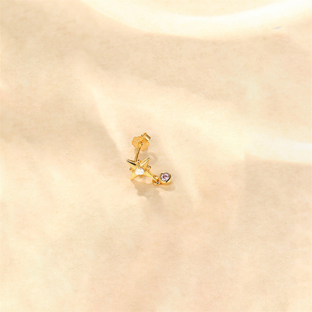 Star and Zirconia Drop Earrings
