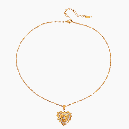 Golden Bloom Heart Necklace