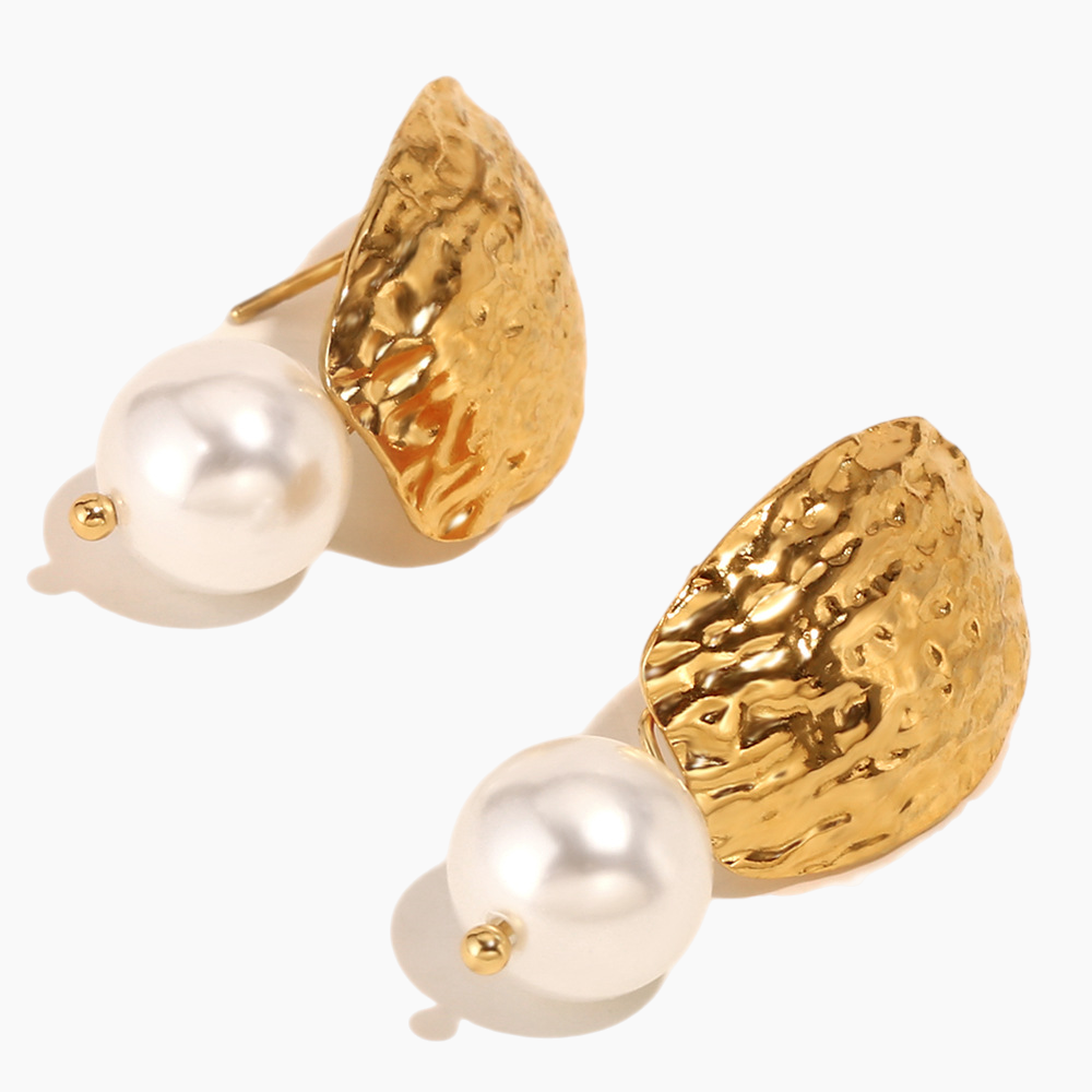 Textured Pearl Drop Earrings