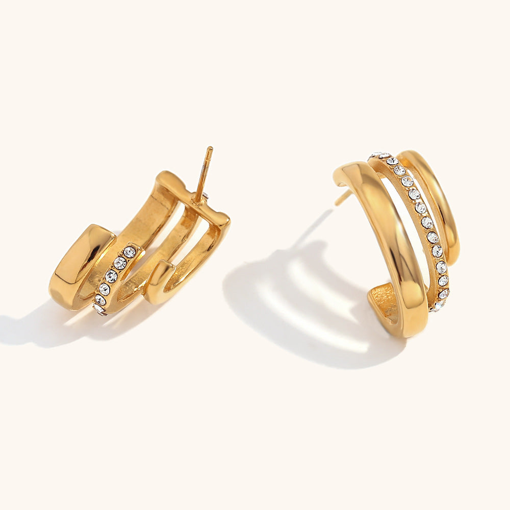 Luxe Dual Row Crystal Hoop Earrings