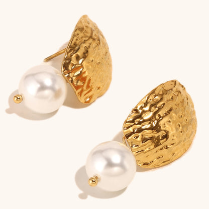 Textured Pearl Drop Earrings