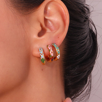 Enchanted Bloom Enamel Hoop Earrings
