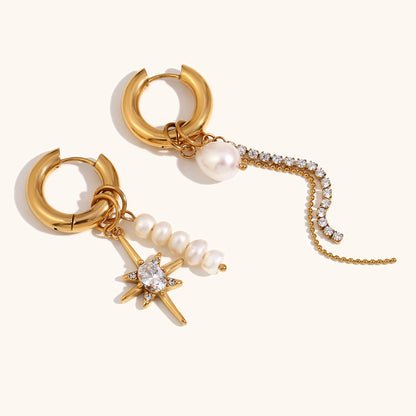 Celestial Pearl Mismatched Earrings