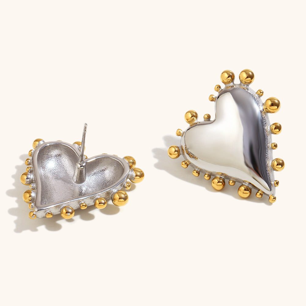 Celestia Dual-Tone Heart Earrings