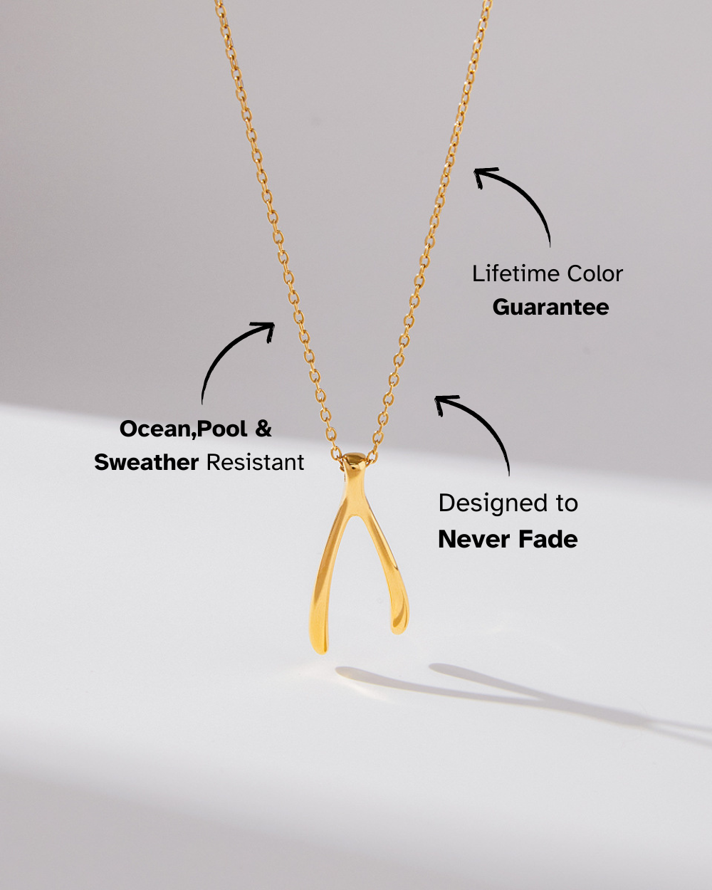 Golden Wishbone Necklace