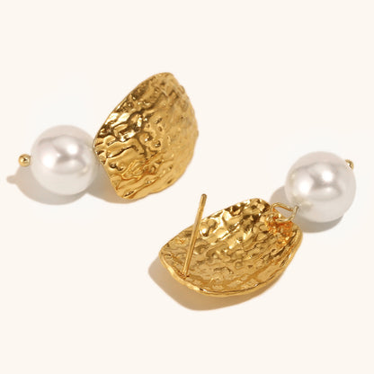 Textured Pearl Drop Earrings