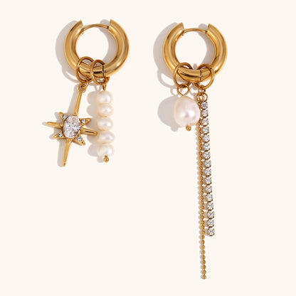 Celestial Pearl Mismatched Earrings