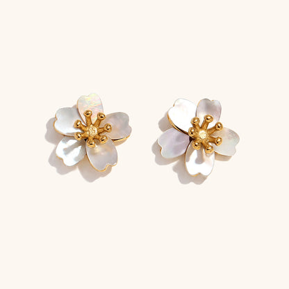 Blossom Pearl Flower Stud Earrings