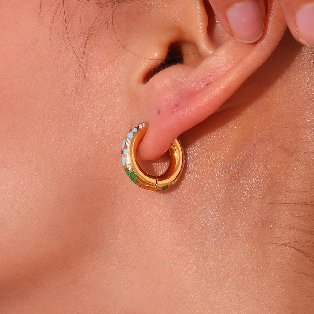 Enchanted Bloom Enamel Hoop Earrings