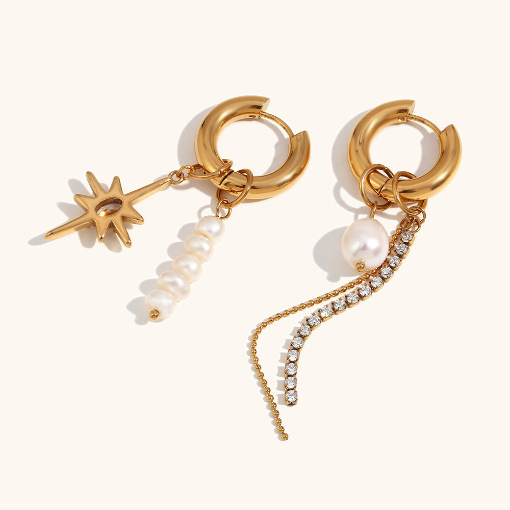Celestial Pearl Mismatched Earrings