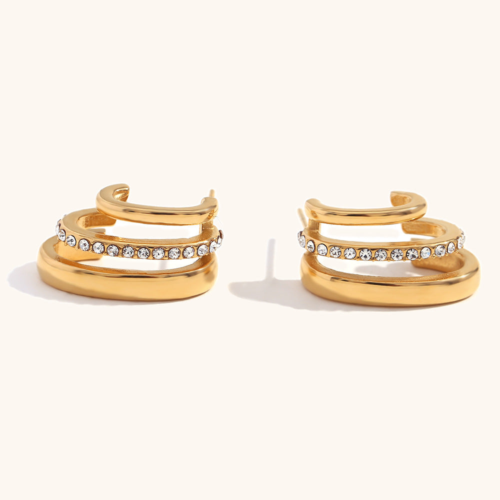 Luxe Dual Row Crystal Hoop Earrings