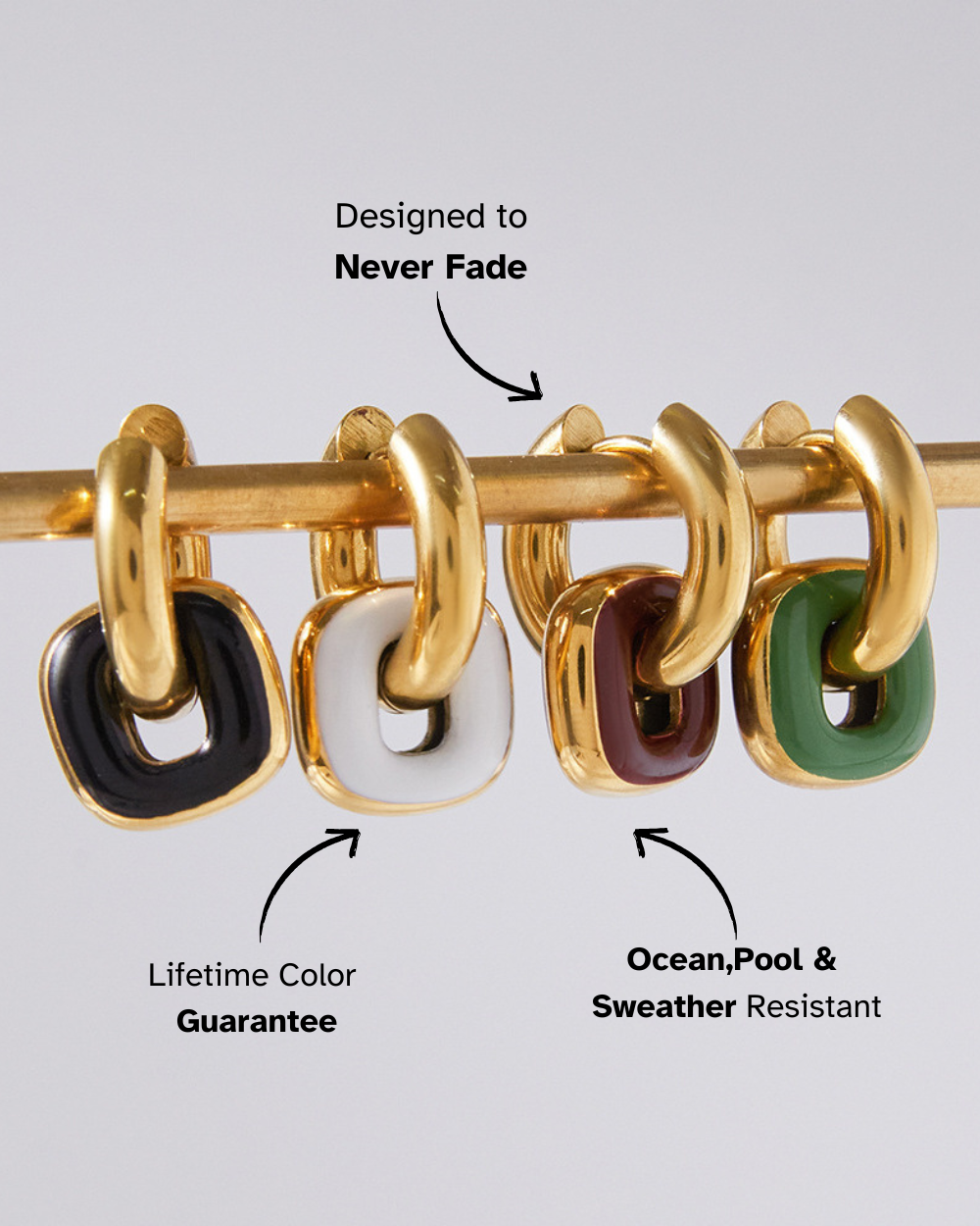 Bold Link Enamel Hoop Earrings – Green