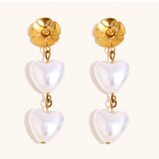 Blossom Heart Pearl Earrings