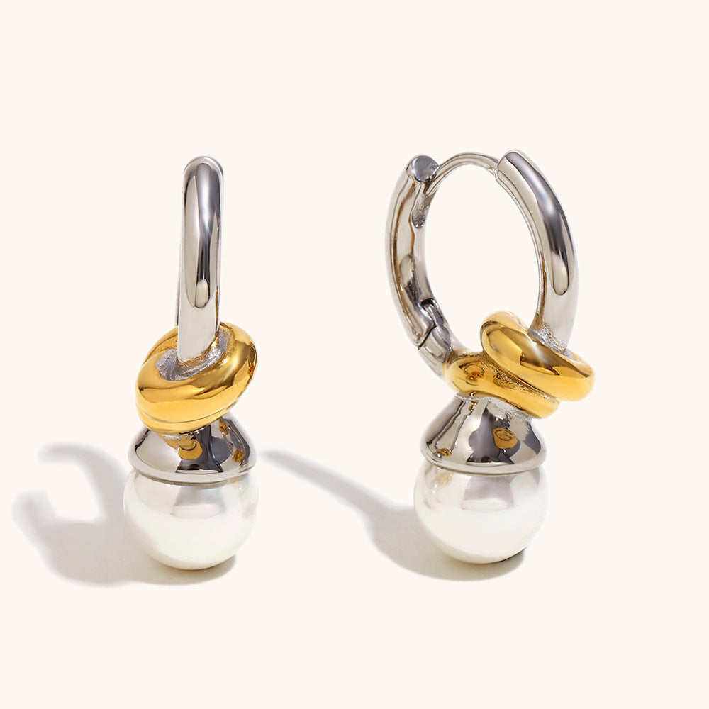 Pearl Knot Hoop Earrings