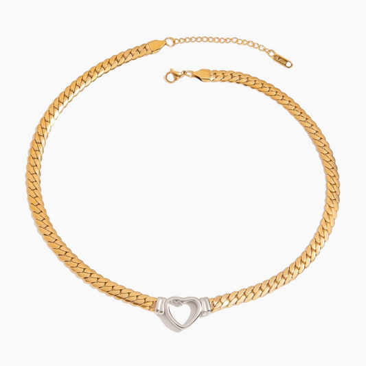 Heartlink Bold Chain Necklace - Gold-Silver Mix