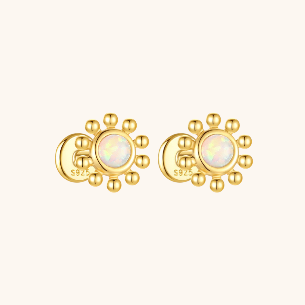 Sunburst Opal Labret Stud Earrings