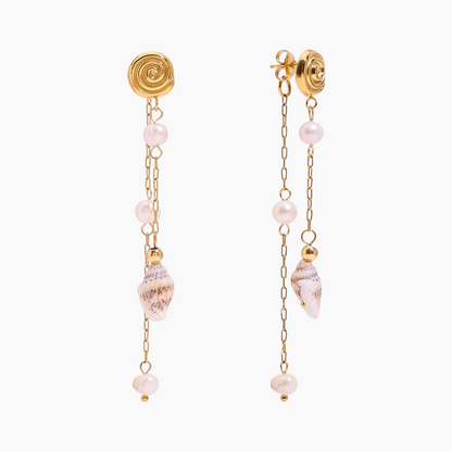 Ocean Whisper Shell Drop Earrings