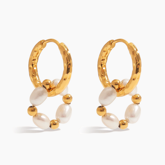 Ripple Pearl Loop Earrings