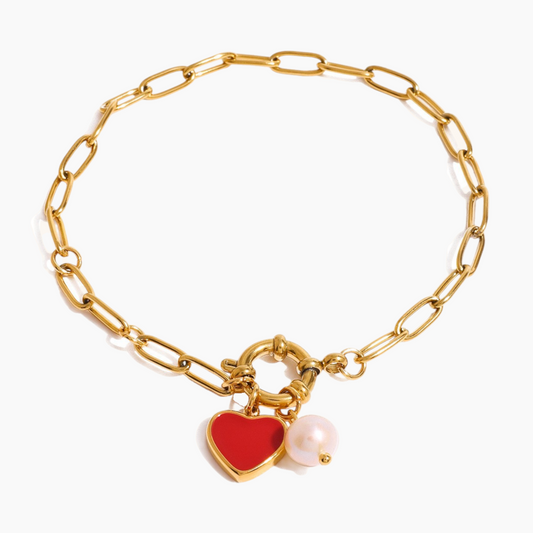 Cherry Heart Link Bracelet