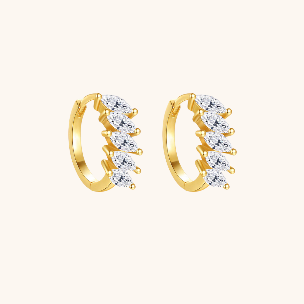 Marquise Huggie Hoop Earrings