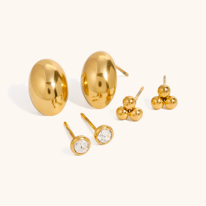 Golden Prelude – Geometric Trio Earring Set