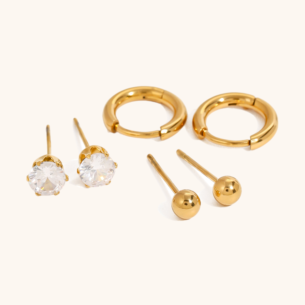 Lustrous Trio – Minimalist Earring Set