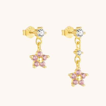 Pink Flower Dangle Earrings
