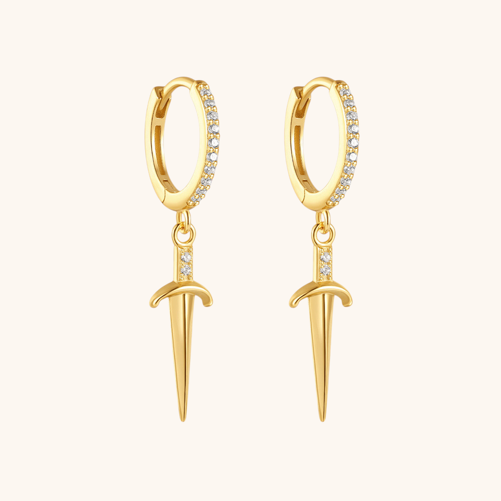 Dagger Drop Hoop Earrings