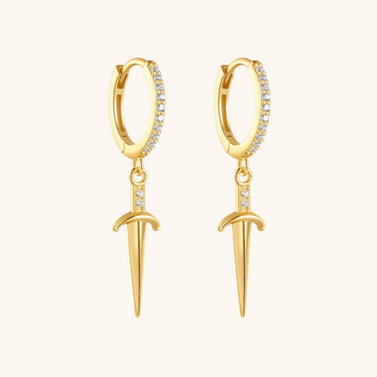 Boucles d'oreilles créoles en argent sterling 925 en forme de poignard