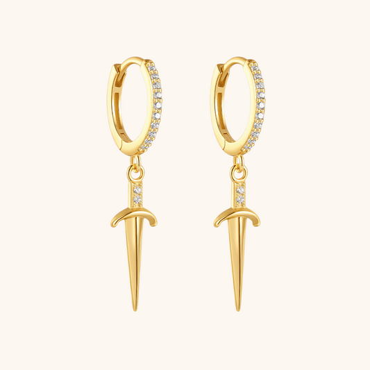 Boucles d'oreilles créoles en argent sterling 925 en forme de poignard