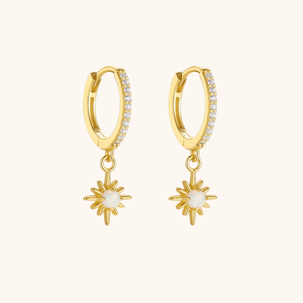 Opal Sunburst Hoop Earrings