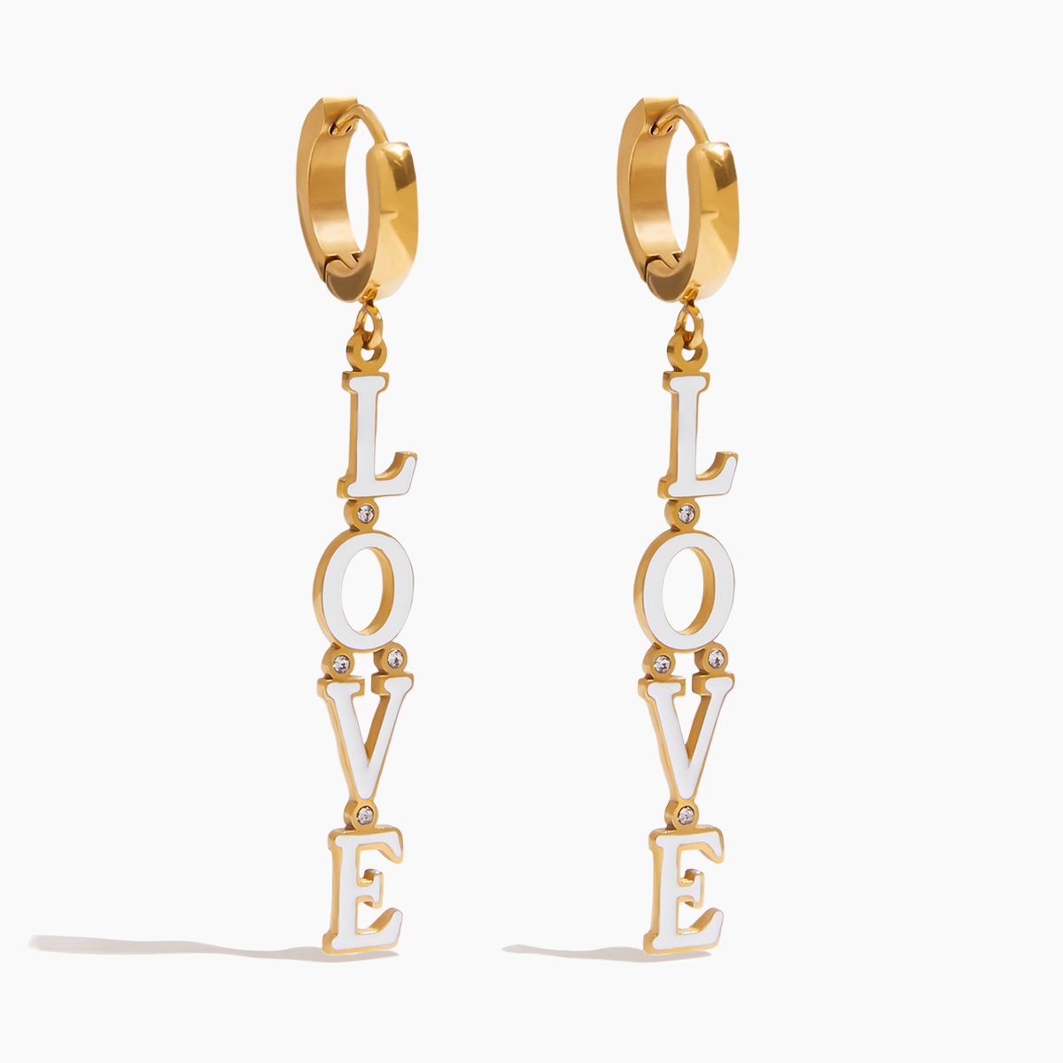 Golden Love Letter Drop Earrings