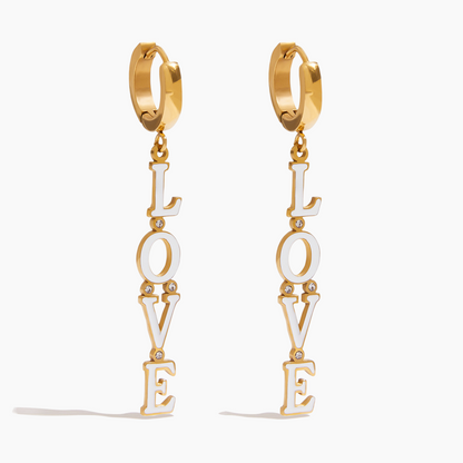 Golden Love Letter Drop Earrings