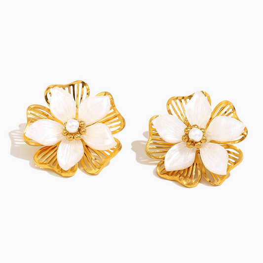 Golden Petal Radiance Earrings