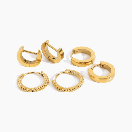 Golden Textura Earring Set