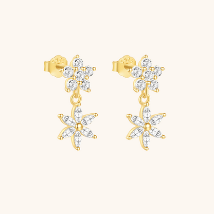 Flower Zirconia Drop Earrings