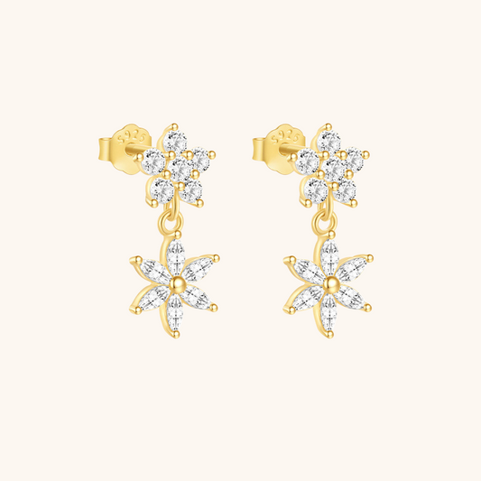 Flower Zirconia Drop Earrings