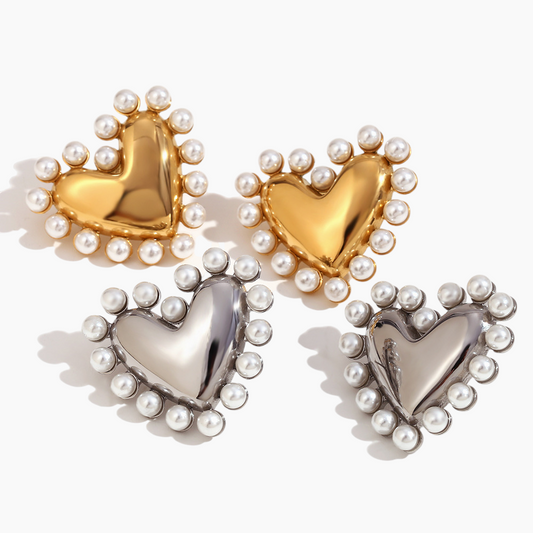 Pearl Embrace Heart Earrings