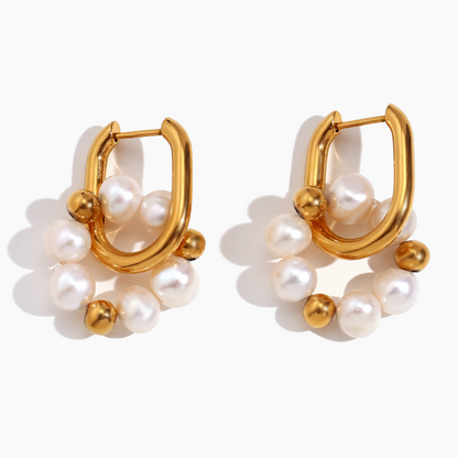 Lustrous Pearl Hoop Earrings