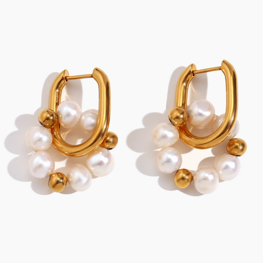 Lustrous Pearl Hoop Earrings