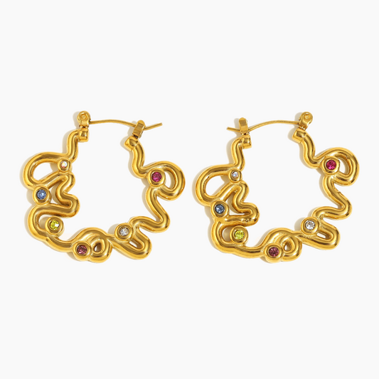 Cosmic Doodle Gem Hoop Earrings