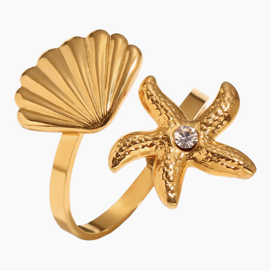 Starfish & Seashell Ring