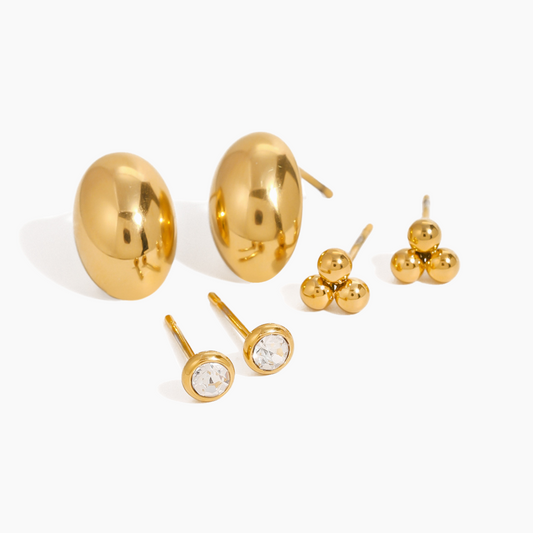 Golden Prelude – Geometric Trio Earring Set