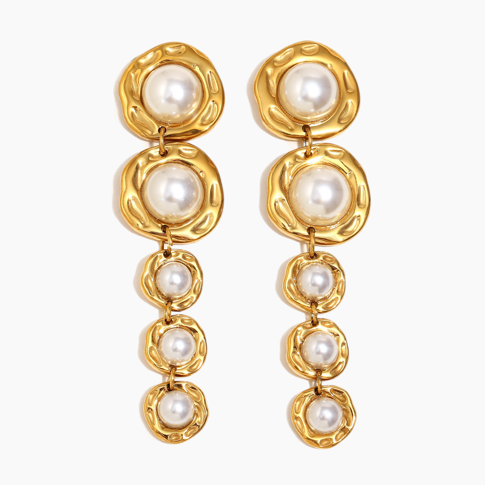 Golden Cascade Pearl Earrings
