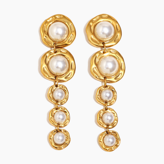 Golden Cascade Pearl Earrings