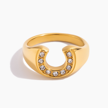Lucky Sparkle Horseshoe Ring